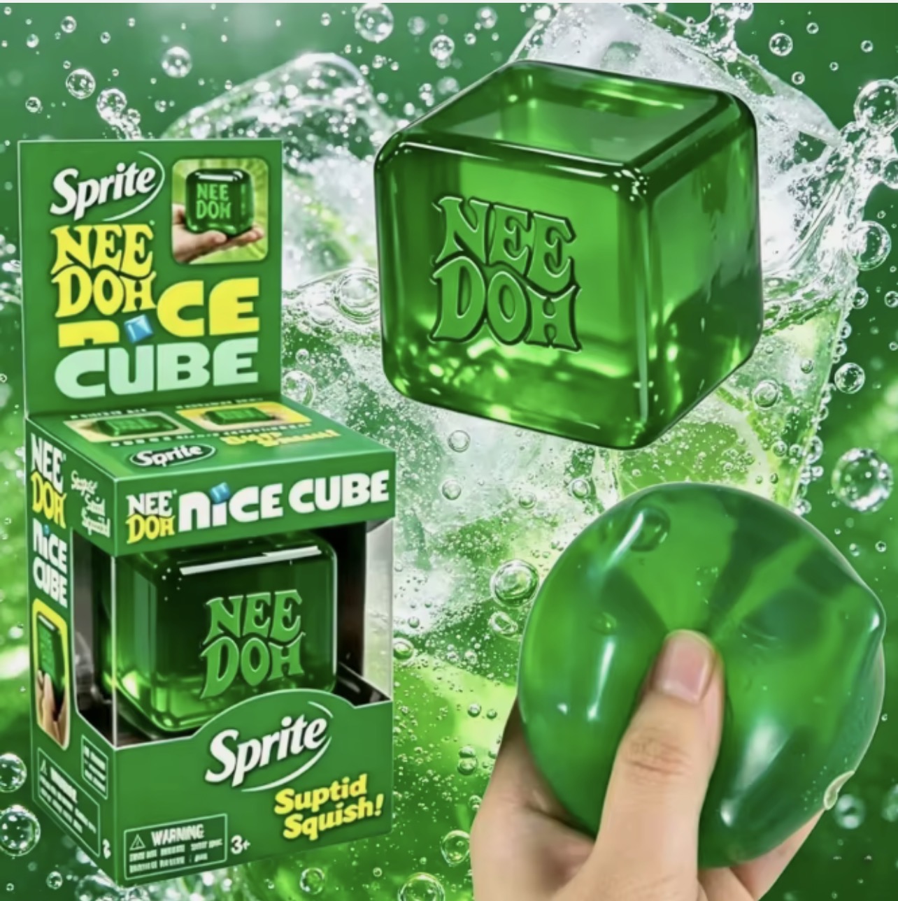 NeeDoh Sprite Schylling Jellyfish & Nice Cube sensory toy - Green