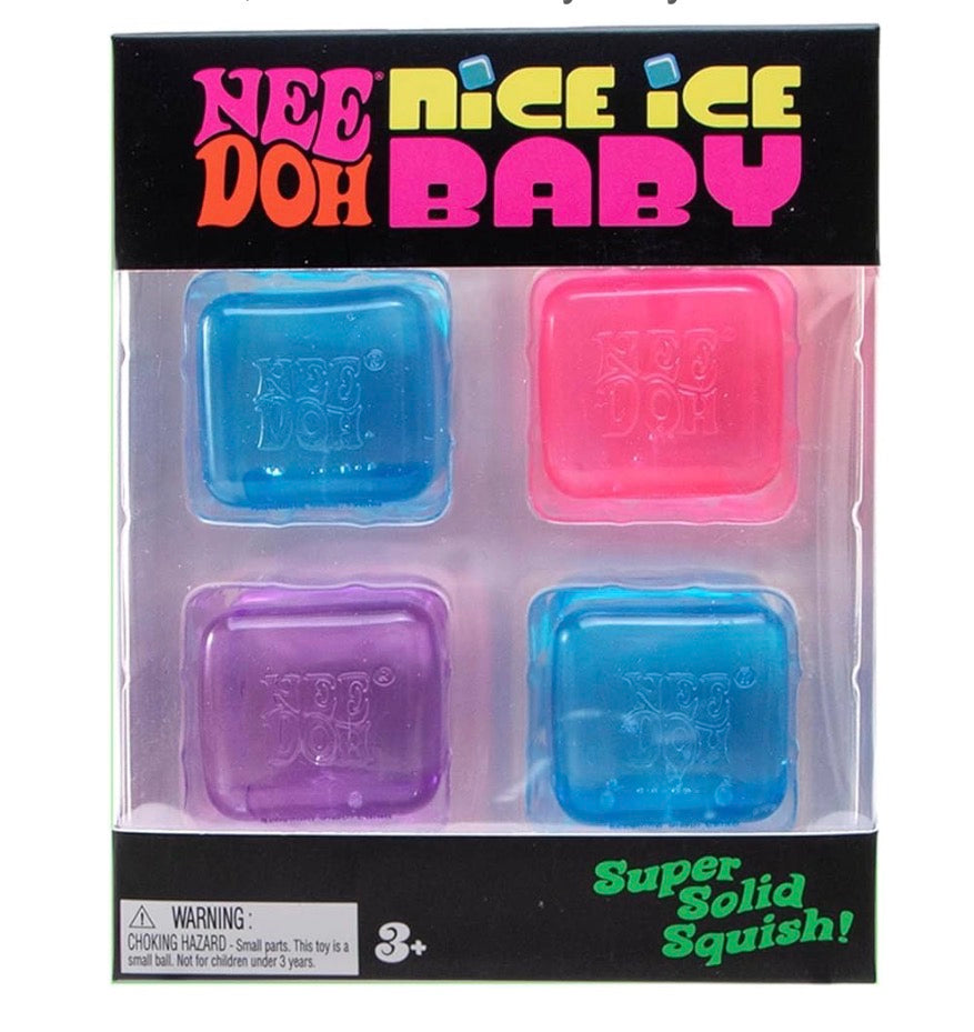 NeeDoh Nice Ice Baby Teenie Multipack, 4 Assorted Colours/Styles - Maltose Filled, Soft Squeezable Texture, Vibrant Fun Colours, Tactile Sensory Play