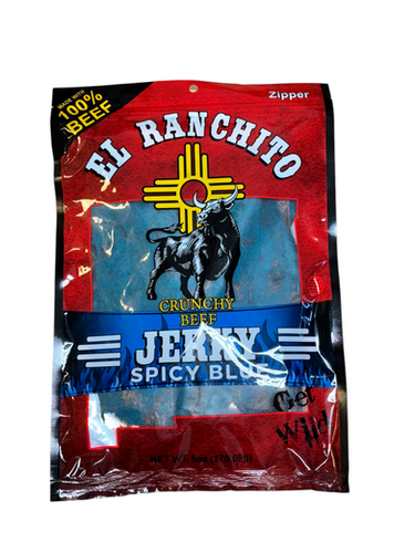 El Ranchito Crunchy Beef Jerky Spicy Blue 2oz