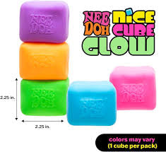 NeeDoh Nice Cube Glow Squeeze Toy Glows in the Dark Sensory Squishy Toy 2.25 ...