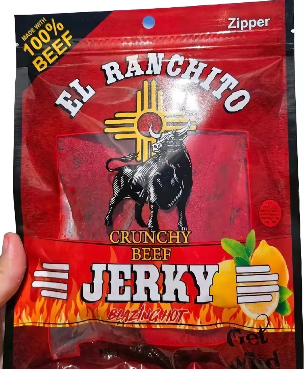 El Ranchito Crunchy Beef Jerky Blazing Hot 2oz