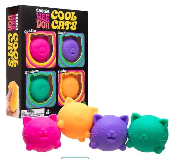 Needoh Teenie Cool Cats 4-Pack Stress Ball [4 Kittens (Cuddles, Jinxy, Whiskers, Frisky )