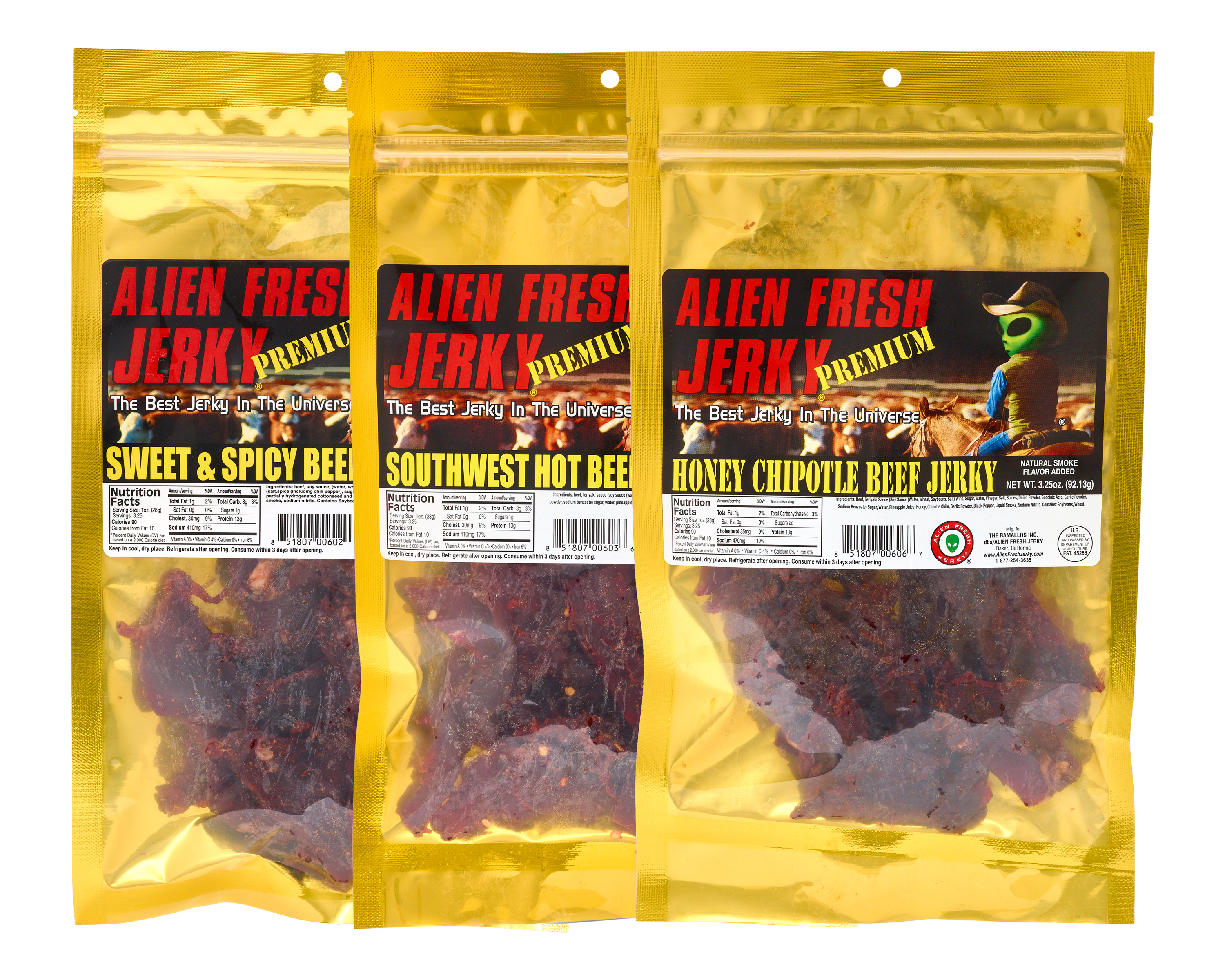 Alien Fresh Jerky 3-Pack - The Classics Sweet & Spicy Pack