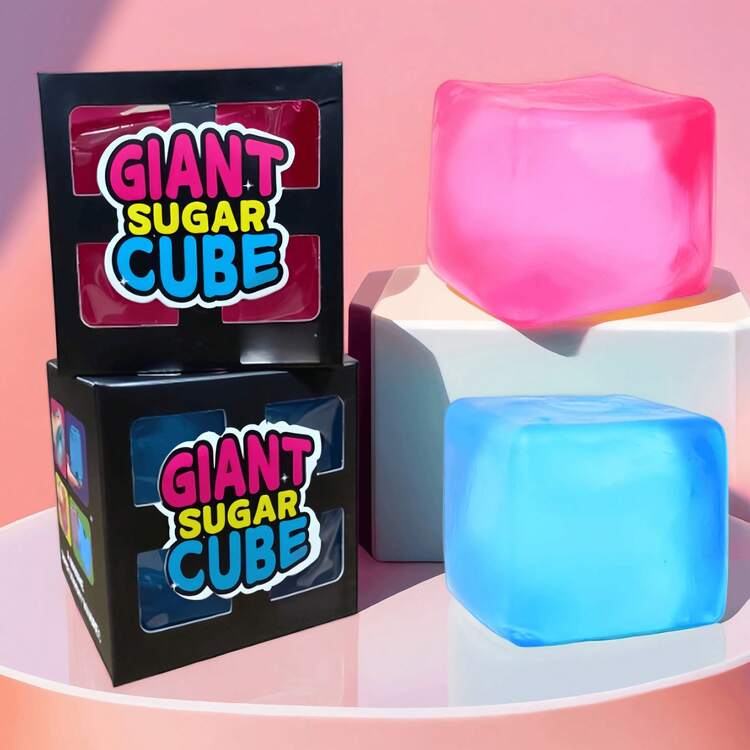 Giant Sugar Cub Large 8cm Ice Cube Shaped Maltose Stress Relief Toy, High Density Gel Ice Cube Soft Toy, Exquisite Sensory Toy, Ultimate Stress Relief Toy, Sensory Squeeze Toy, Collectible, Party Favor, Creative Stress Relief Toy, Suitable For Teenagers,