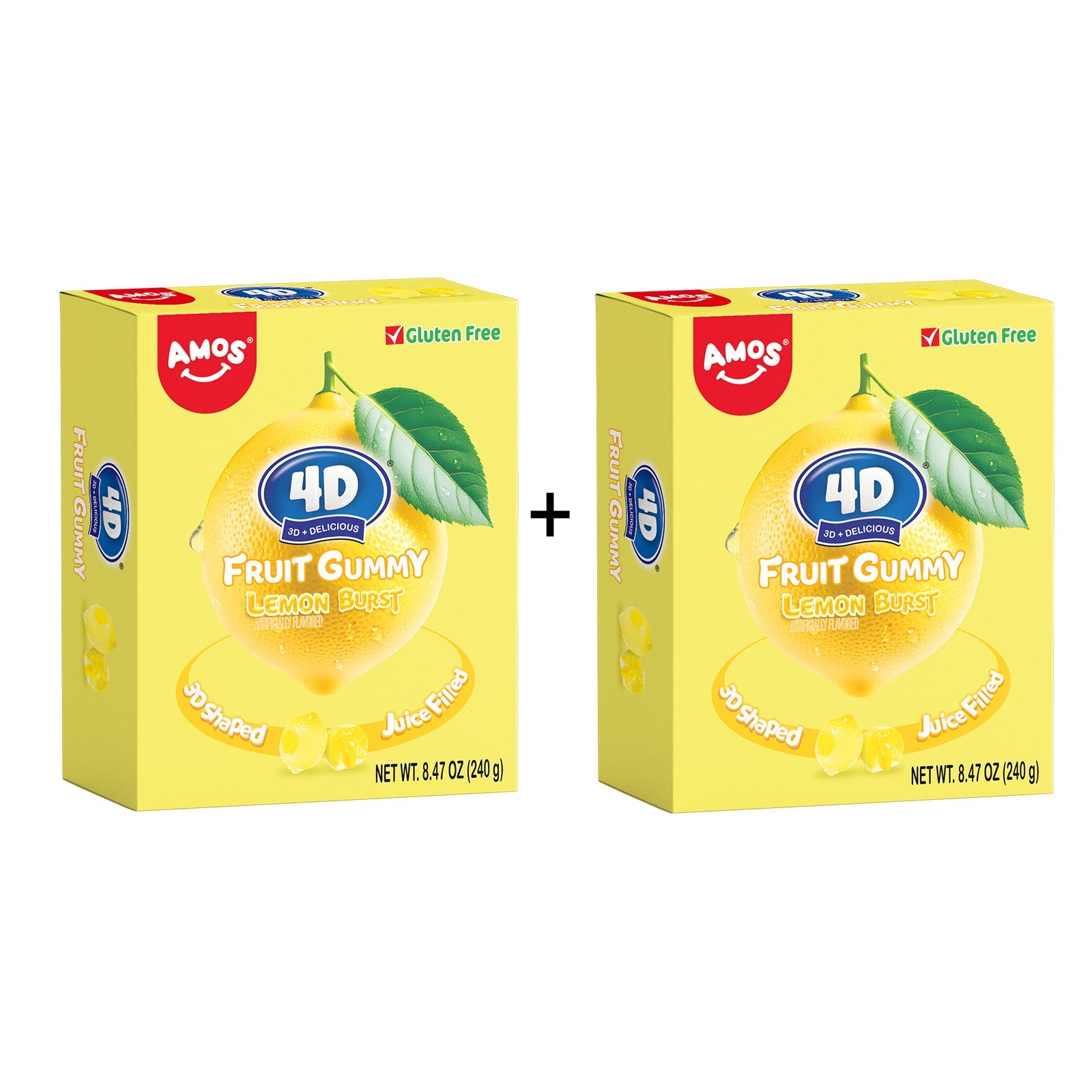 Amos Gomitas de Fruta 4D - Explosión de Limón Rellenas - 240 g