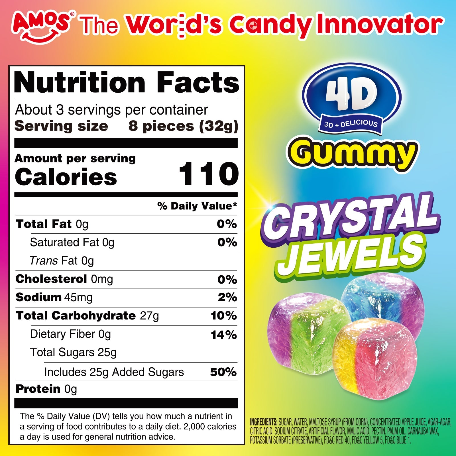 Amos 4D Crystal Jewels Gummy - 100g