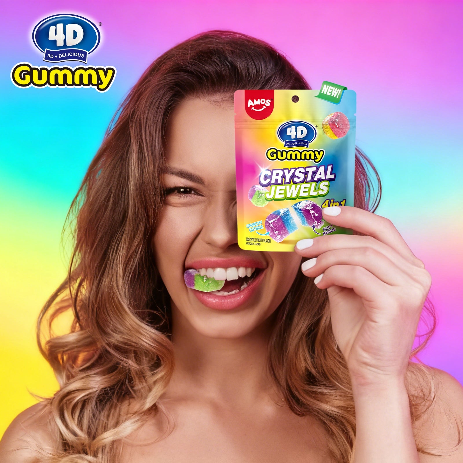 Amos 4D Crystal Jewels Gummy - 100g
