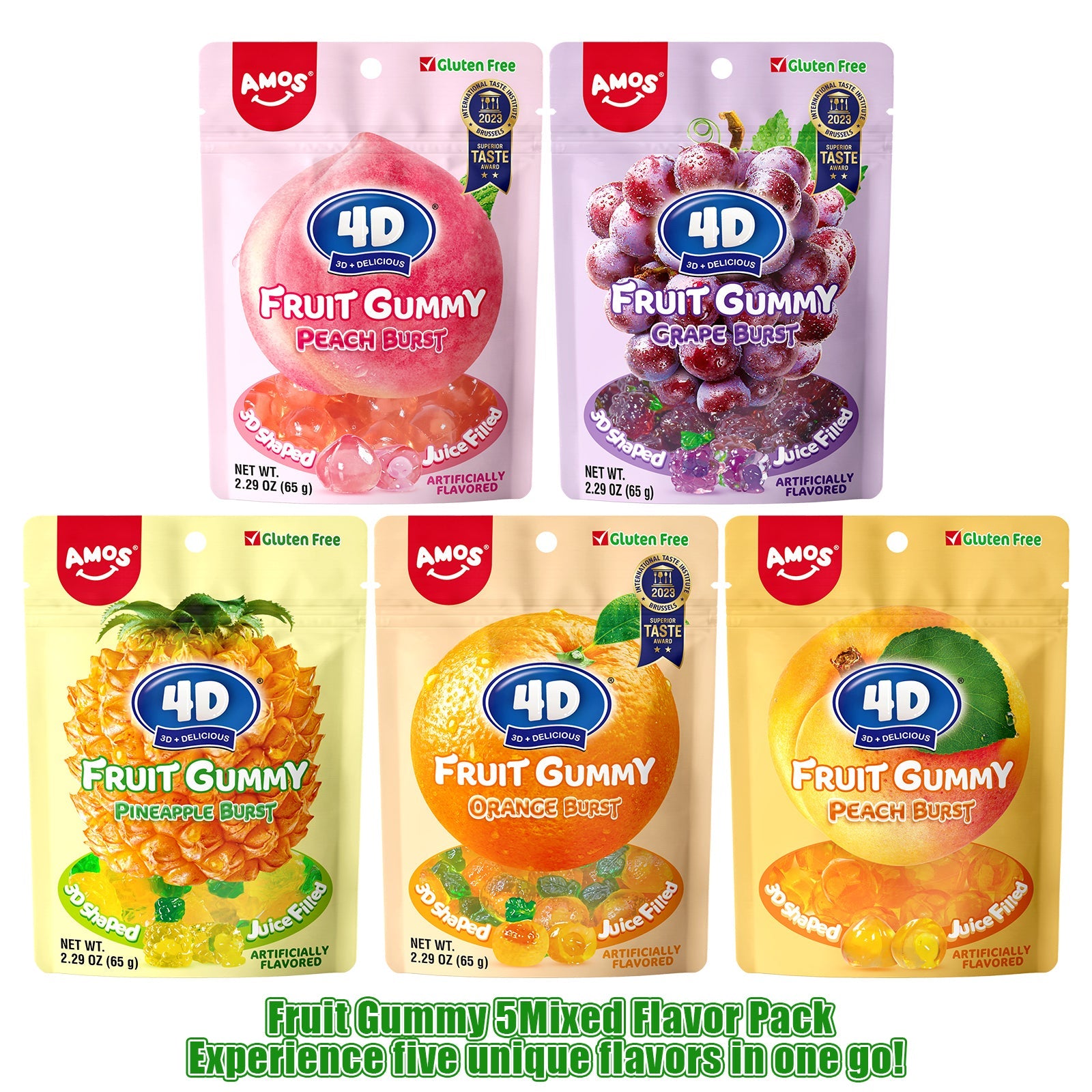 4D Fruit Gummy - Burst Juice Filled（Mix Flavor-3 bags）- 65g/bag