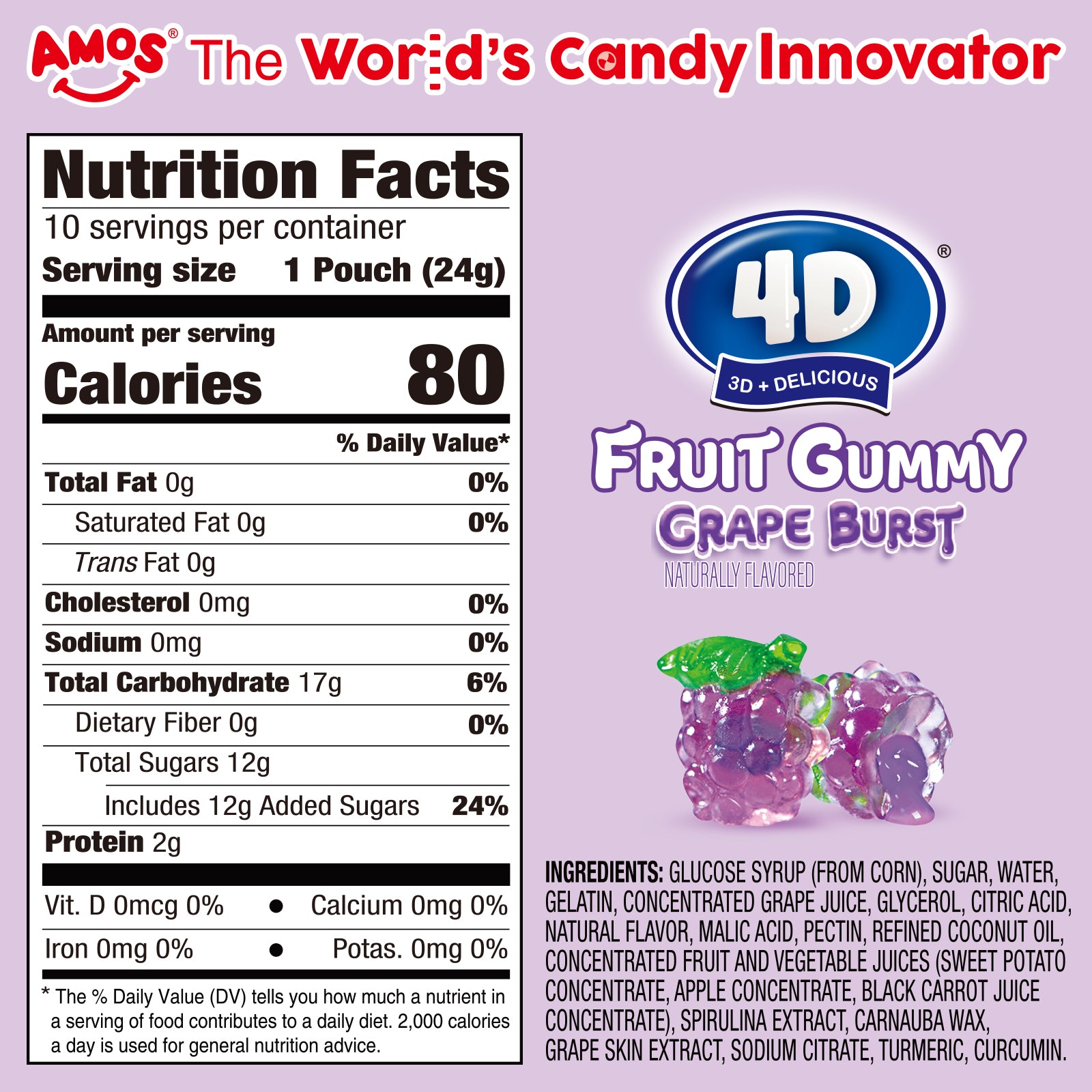 4D Fruit Gummy - Burst Juice Filled（5 Mix Flavor）- 240g