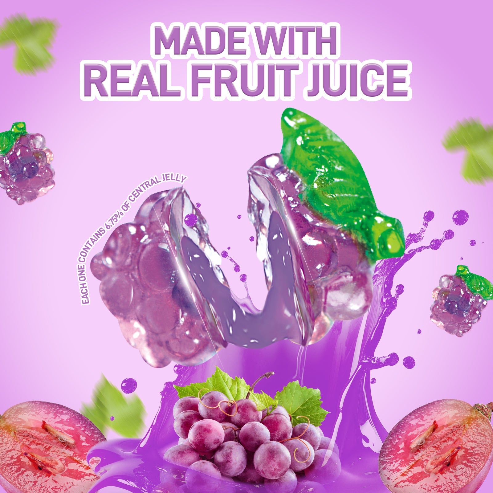4D Fruit Gummy -Grape Burst Juice Filled- 240g