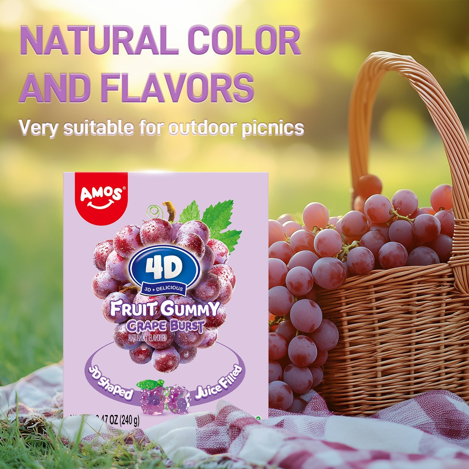 4D Fruit Gummy -Grape Burst Juice Filled- 240g