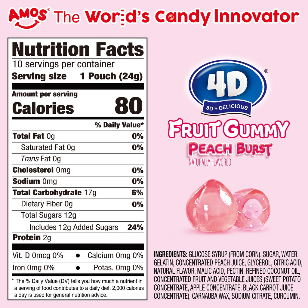 4D Fruit Gummy -Peach Burst Juice Filled- 240g