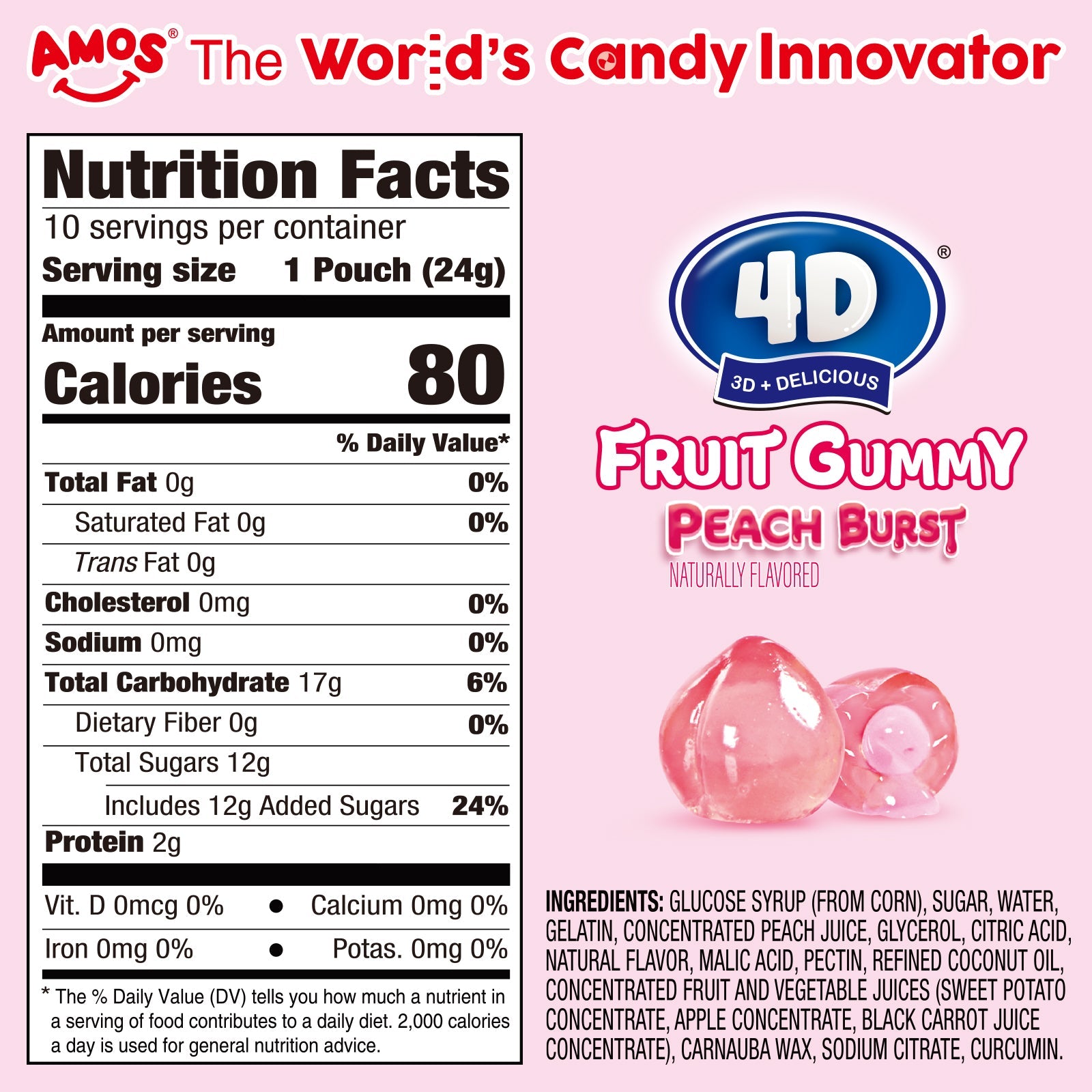 4D Fruit Gummy -Peach Burst Juice Filled- 240g