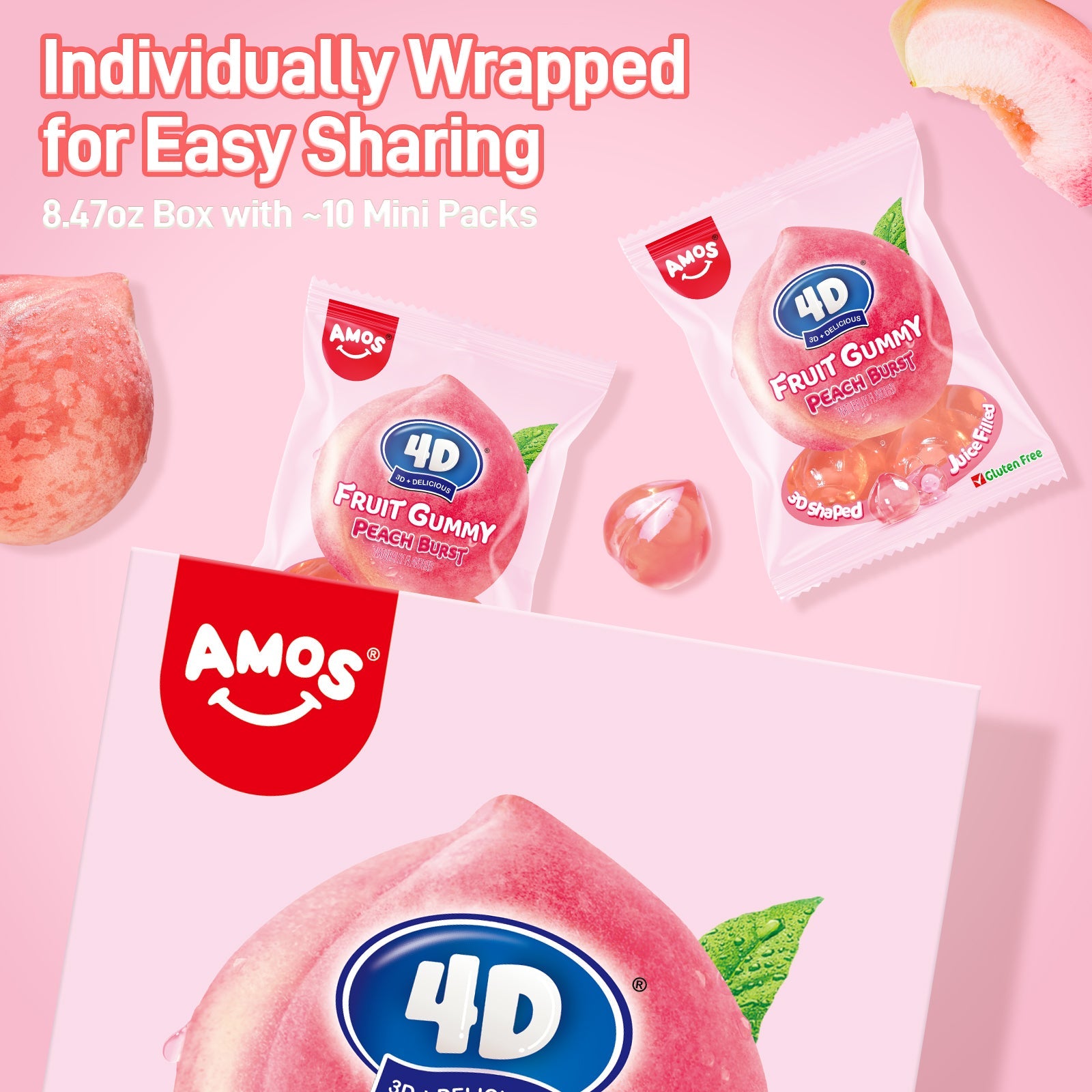 4D Fruit Gummy -Peach Burst Juice Filled- 240g