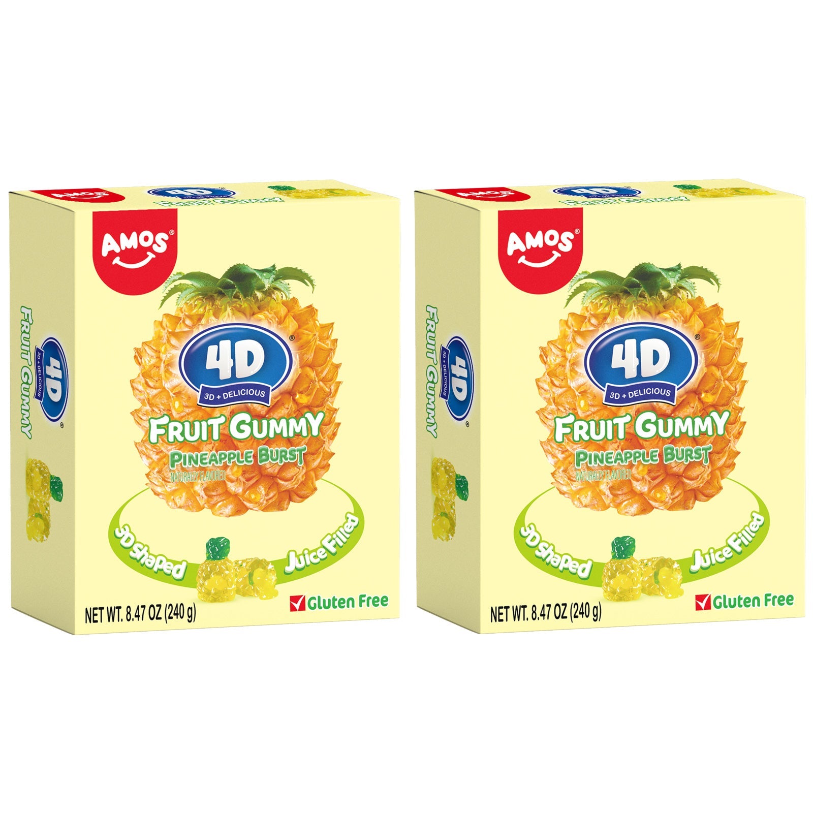 4D Fruit Gummy -Pineapple Burst Juice Filled- 240g