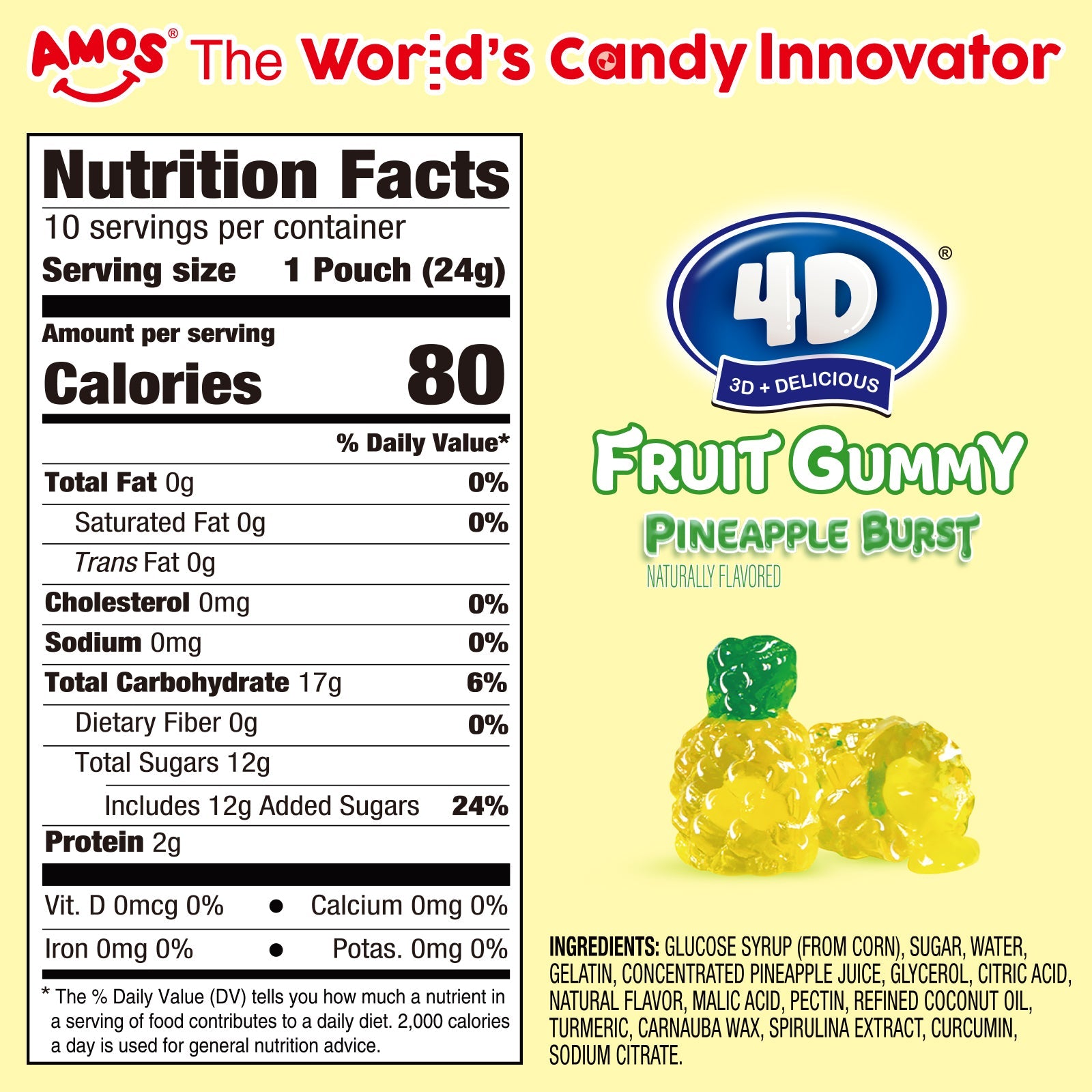 4D Fruit Gummy -Pineapple Burst Juice Filled- 240g