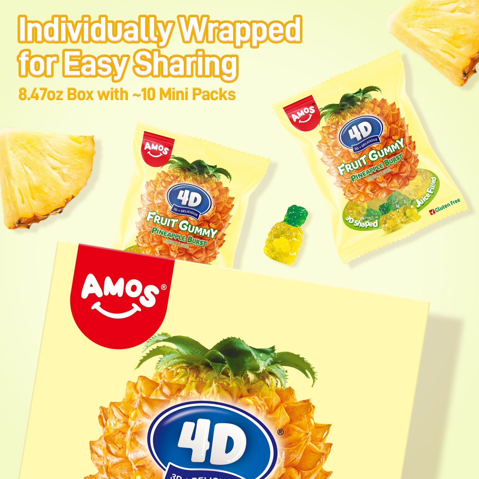 4D Fruit Gummy -Pineapple Burst Juice Filled- 240g
