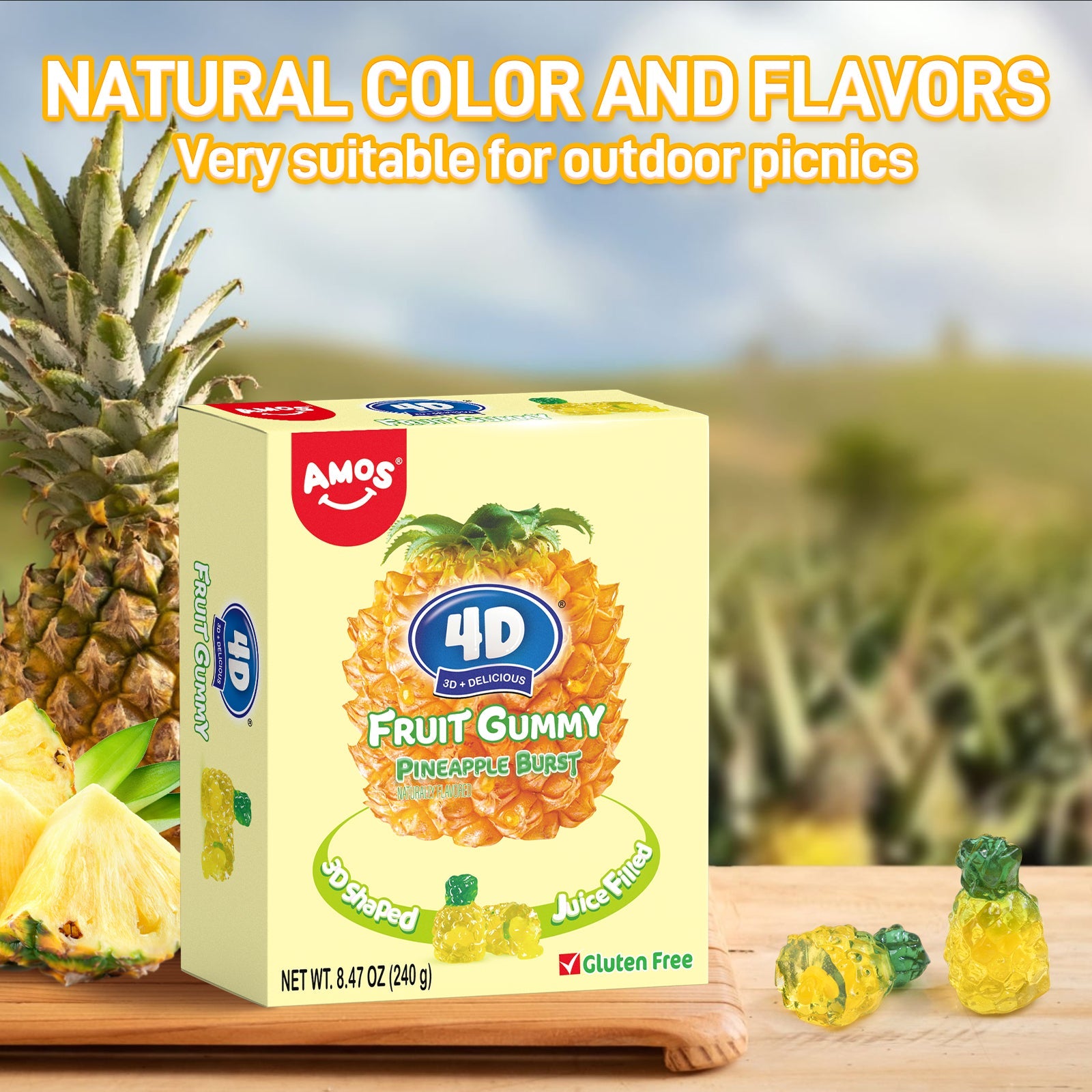 4D Fruit Gummy -Pineapple Burst Juice Filled- 240g