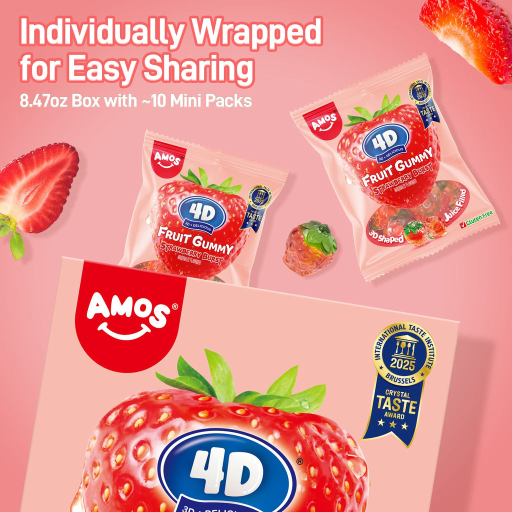 4D Fruit Gummy -Strawberry Burst Juice Filled- 240g