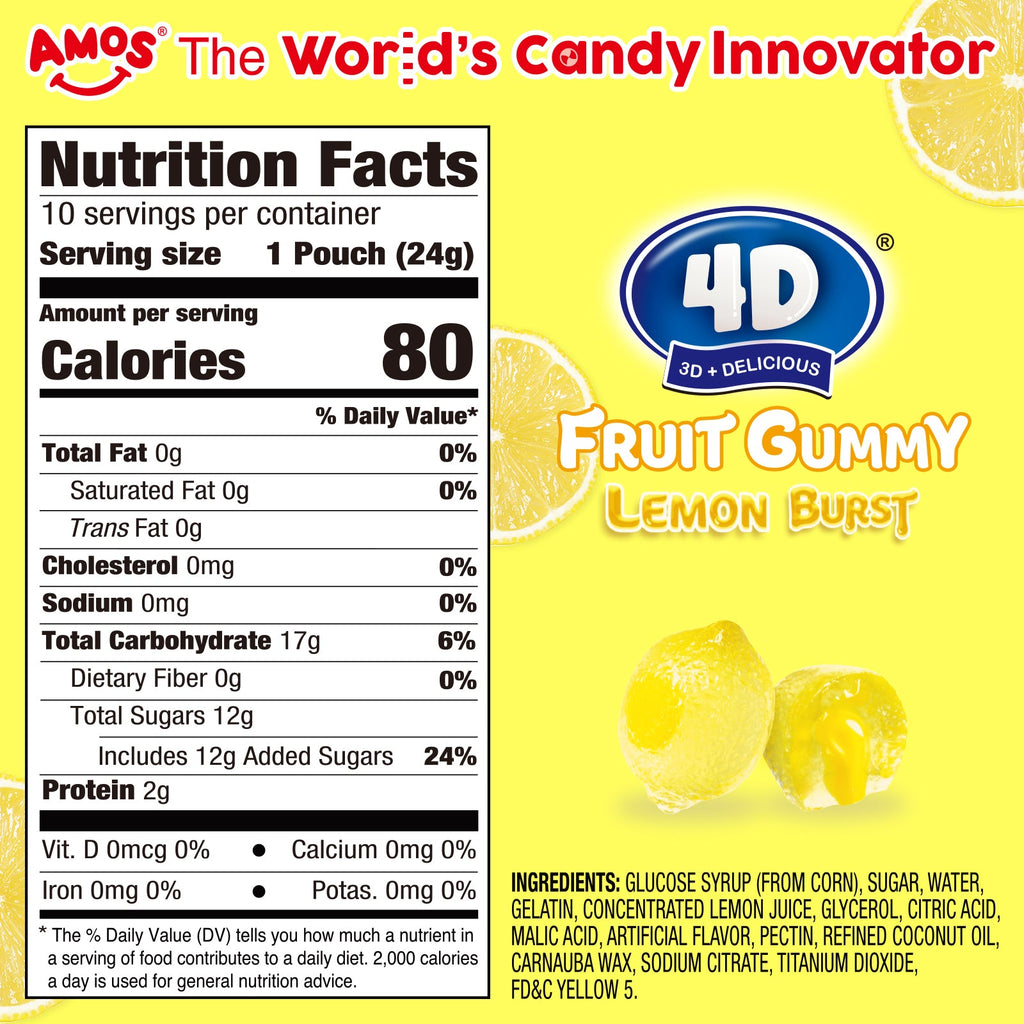 4D Fruit Gummy -Lemon Burst Juice Filled- 240g