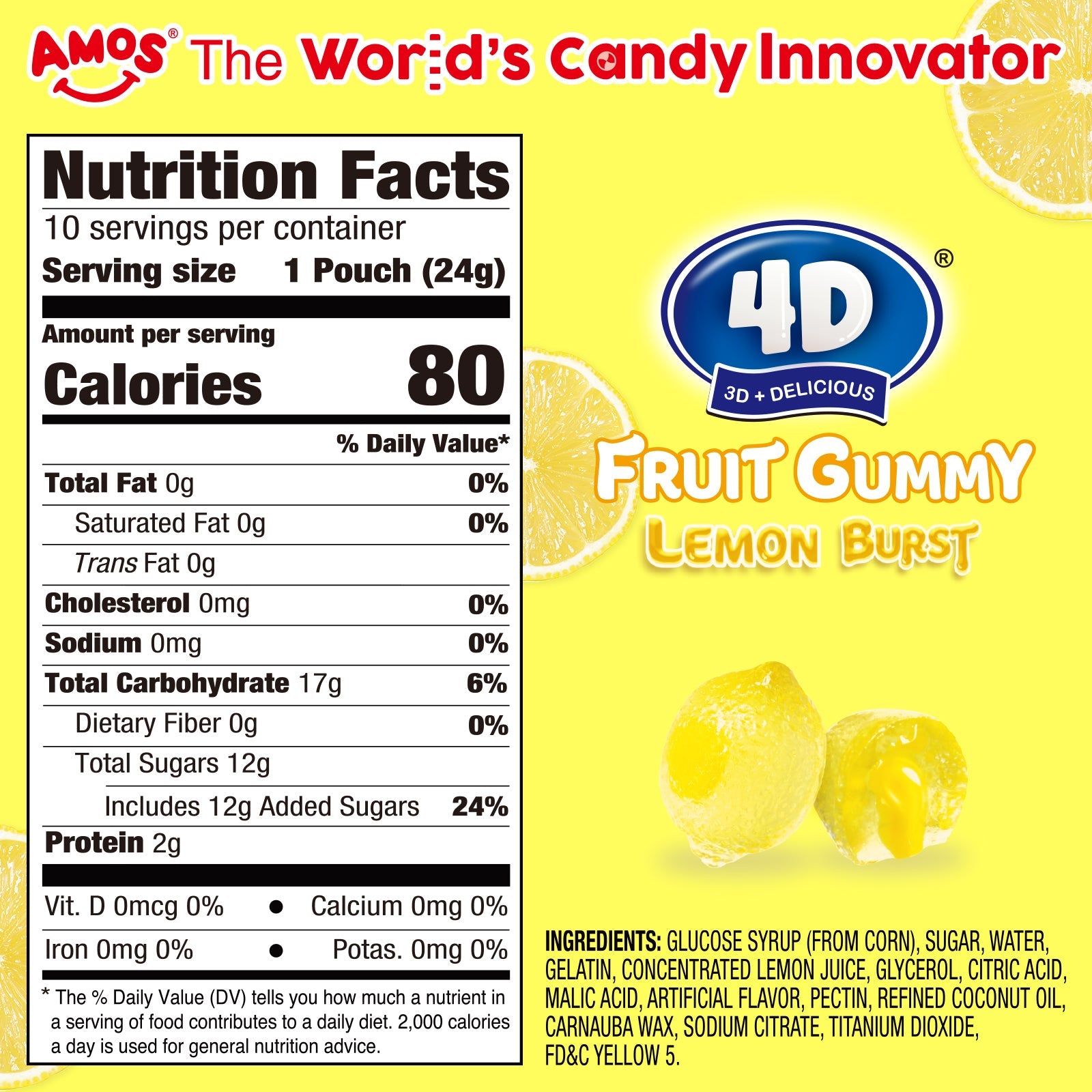 4D Fruit Gummy -Lemon Burst Juice Filled- 240g