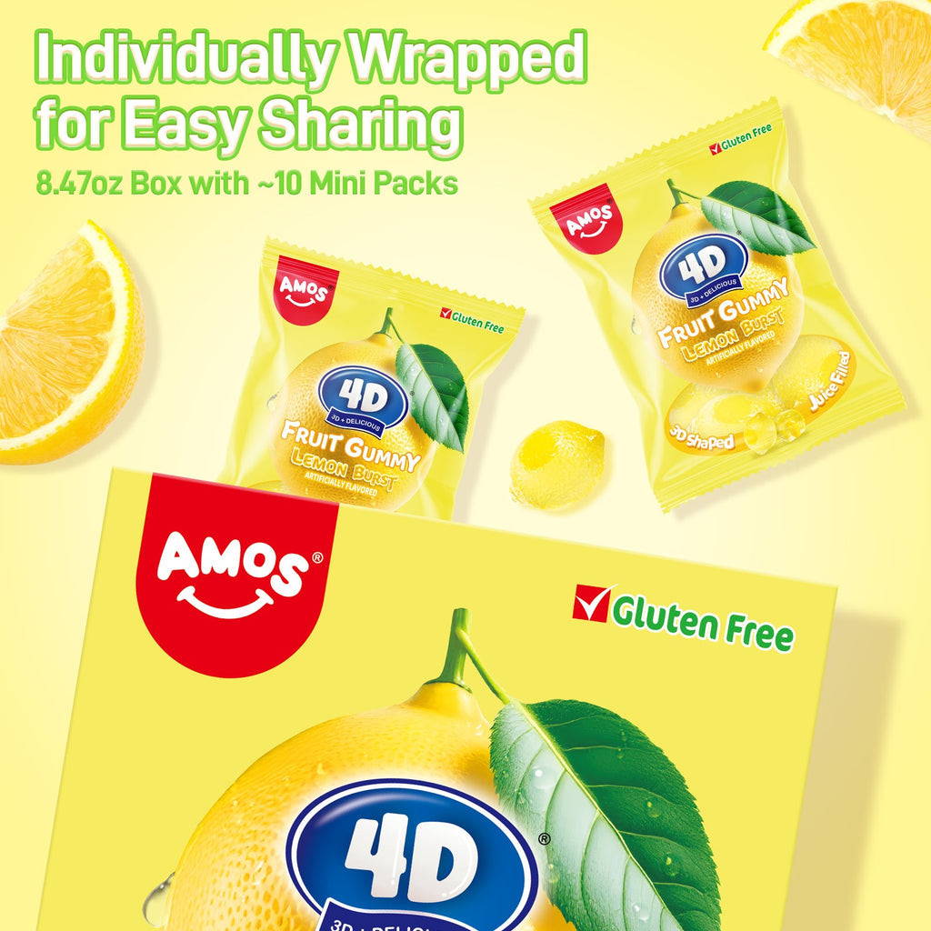 Amos Gomitas de Fruta 4D - Explosión de Limón Rellenas - 240 g