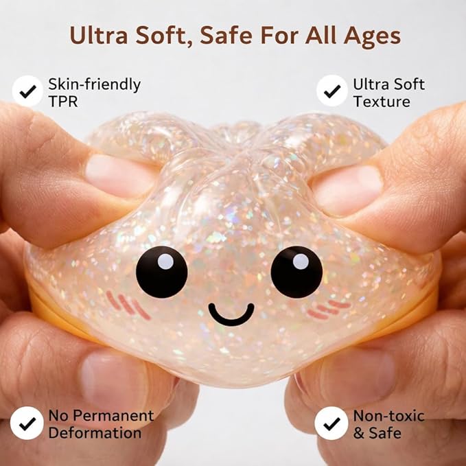 Mystery Dumpling Squishy Glitter NEW HOT🔥VIRAL MYSTERY Holographic Ribbon Dumpling  - Surprise Dumpling Glitter Squishy, Rare Dumplings Bun Stress Relief Fidget Set, Random Colors (Pack of 12)