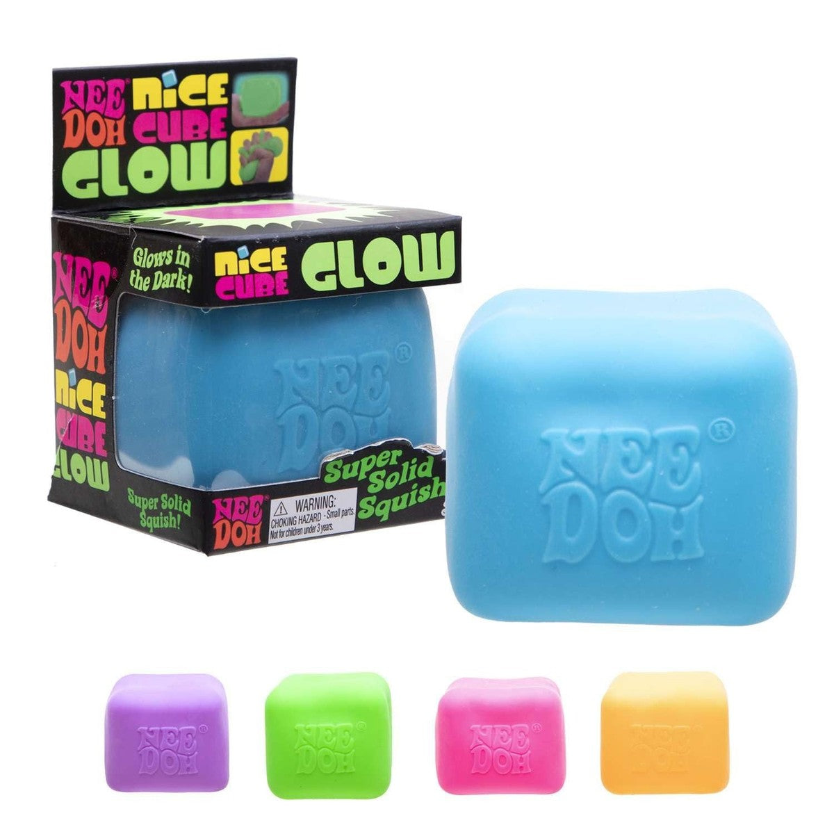 NeeDoh Nice Cube Glow Squeeze Toy Glows in the Dark Sensory Squishy Toy 2.25 ...