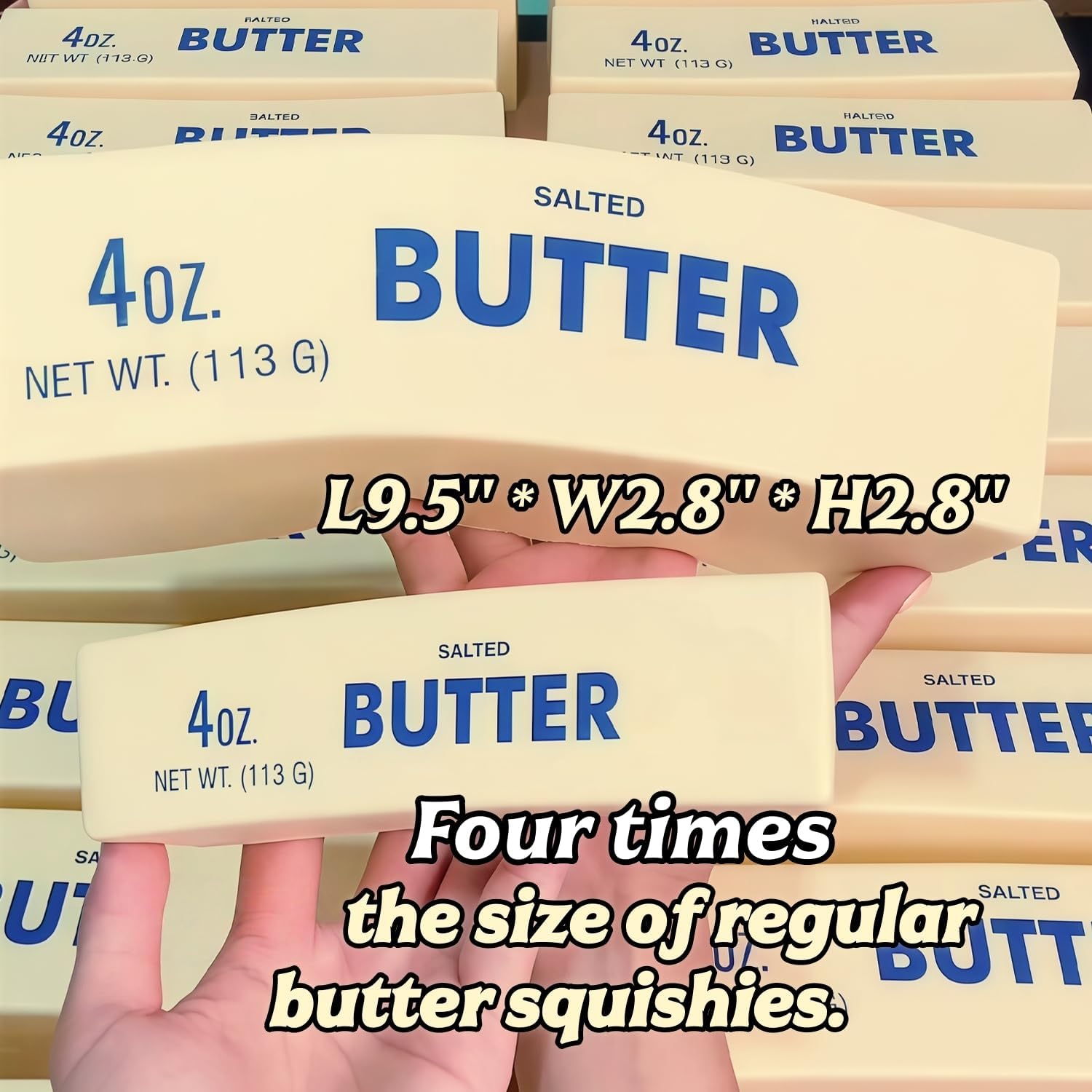 9.5 Inch Butter Squishy Toys, Large Super Soft Butter-Shaped Slow Rising Squishy, Sticky Butter Sticks Squeeze Toys, Realistic Food Squishies Fidget Toys for Decompression Anxiety Relaxation (1 Pcs)