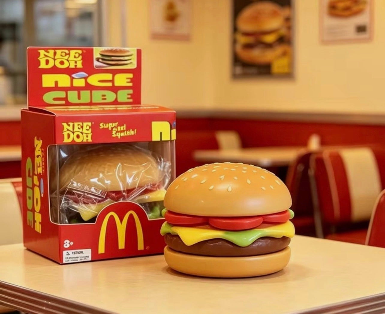 Nee-Doh Limited Edition Burger Nice Cube Suptid Squish Toy