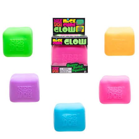 NeeDoh Nice Cube Glow Squeeze Toy Glows in the Dark Sensory Squishy Toy 2.25 ...