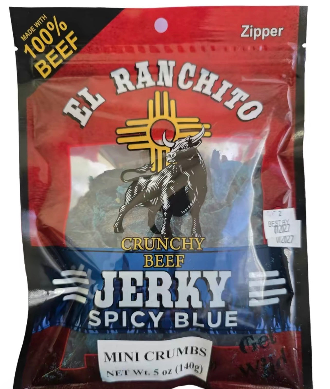 El Ranchito Crunchy Beef Jerky Spicy Blue 5oz Cumbs