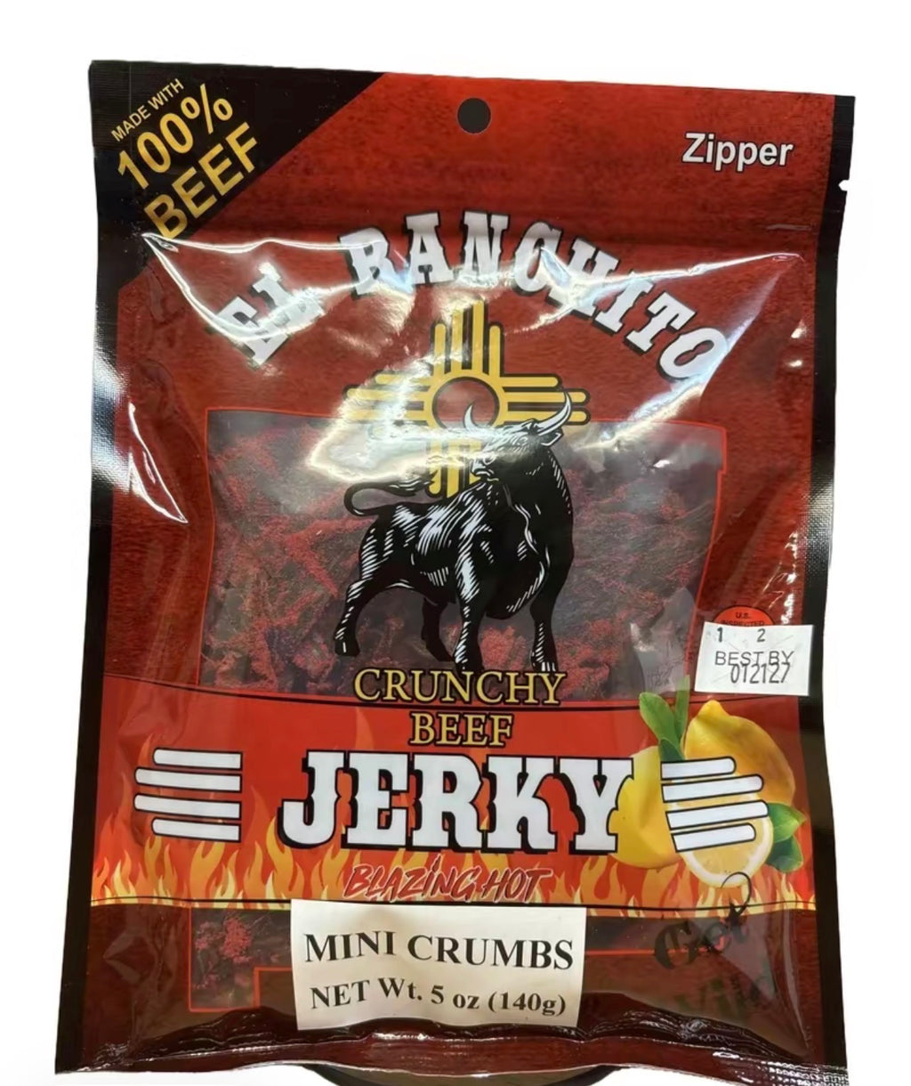 El Ranchito Crunchy Beef Jerky Blazing Hot Crumbs 5oz  Pedaceria