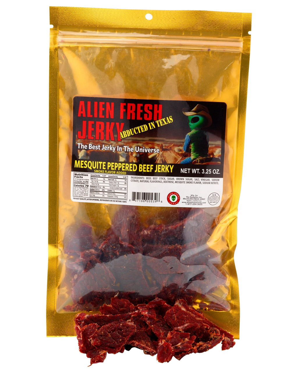Alien Fresh Jerky TX Style Mesquite Peppered Beef Jerky - 3.25oz