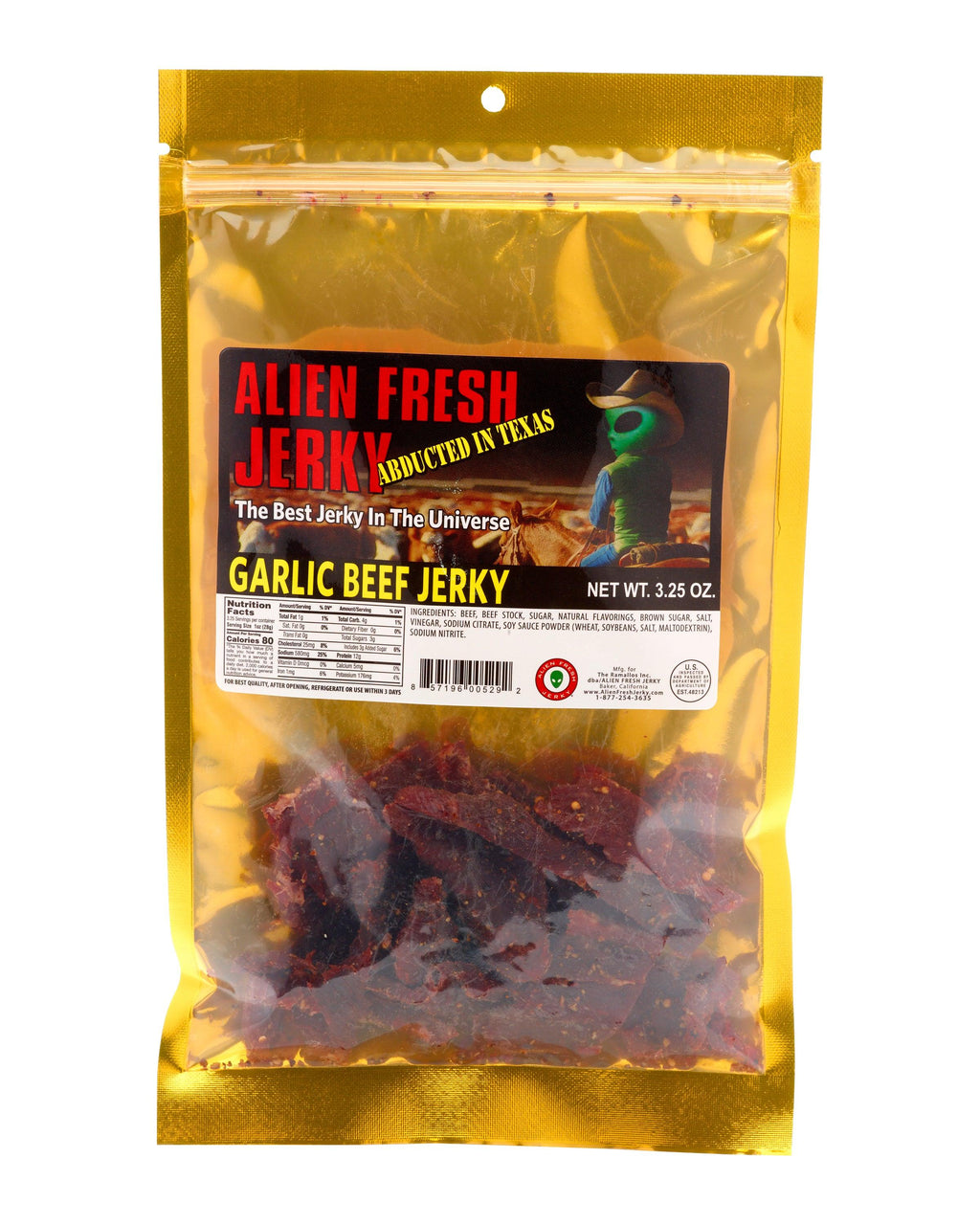 Alien Fresh Jerky TX Style Garlic Beef Jerky - 3.25oz