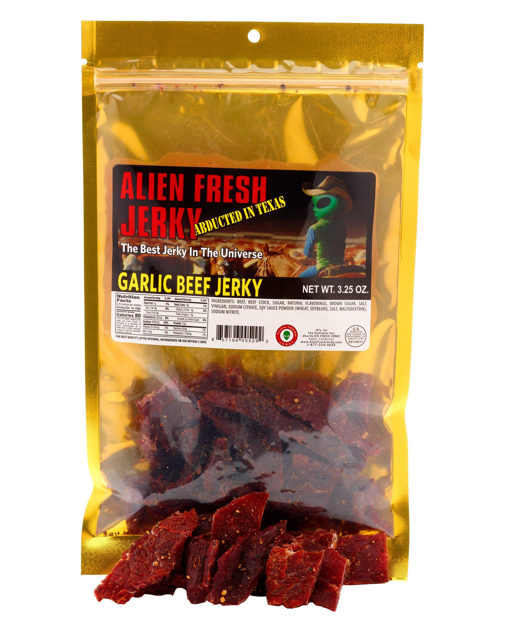 Alien Fresh Jerky TX Style Garlic Beef Jerky - 3.25oz
