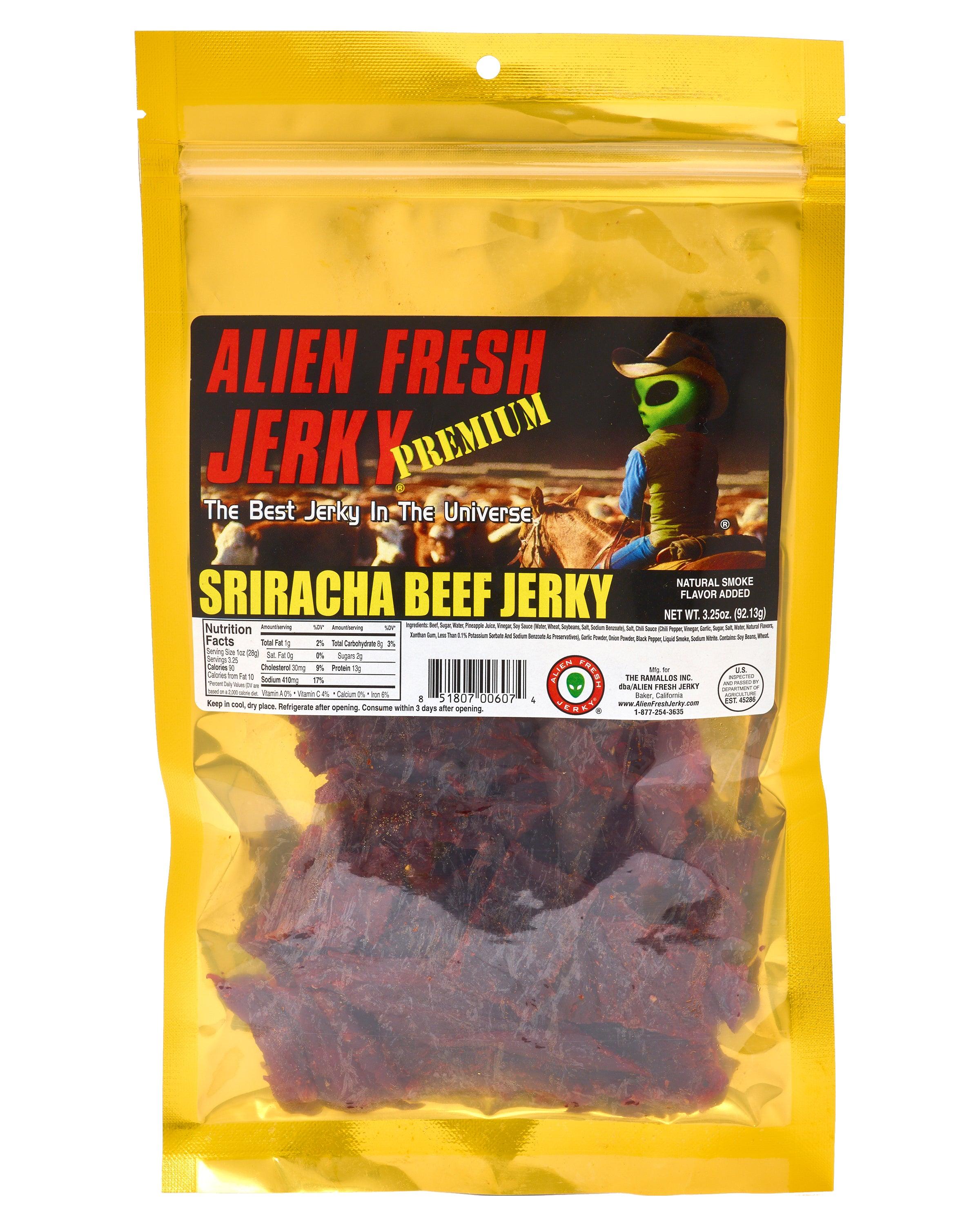 Alien Fresh Jerky Box of 25 | Sriracha Beef Jerky (3.25 oz)
