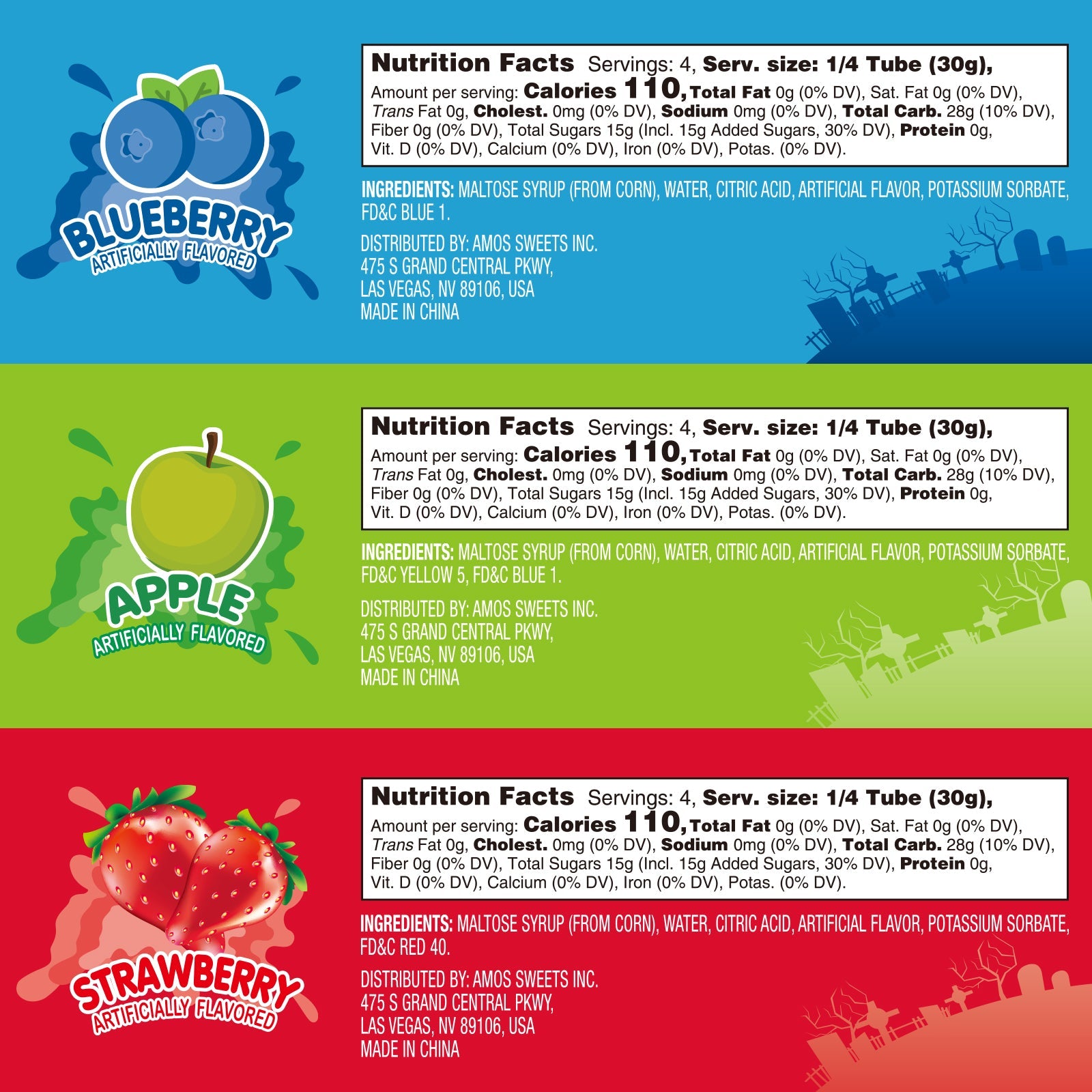 Amos Sour Liquid Squeeze Candy 4.23 oz (3 Pack)