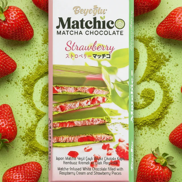 Beyoglu - Matchico Matcha Chocolate with Strawberry & Raspberry Cream 95g