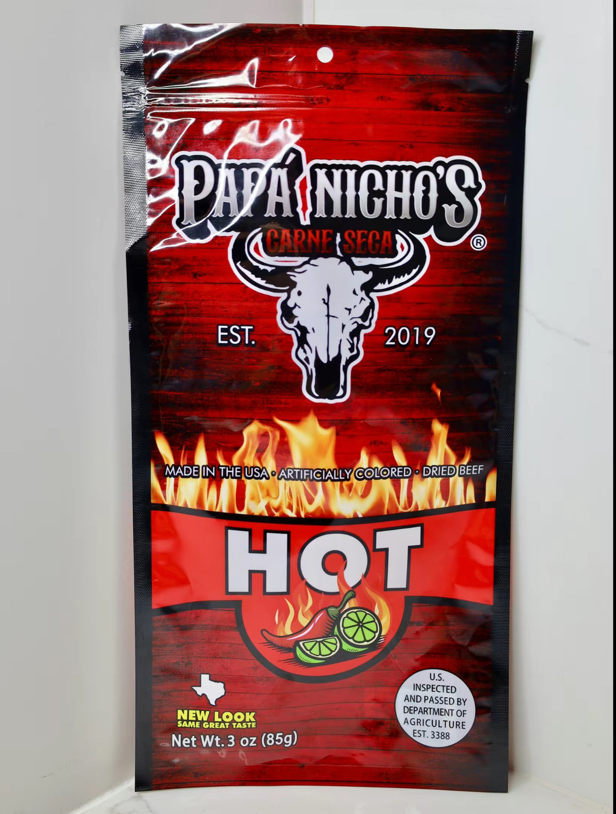 Papa Nichos RED POWDER HOT Beef Jerky - Carne Seca 3oz