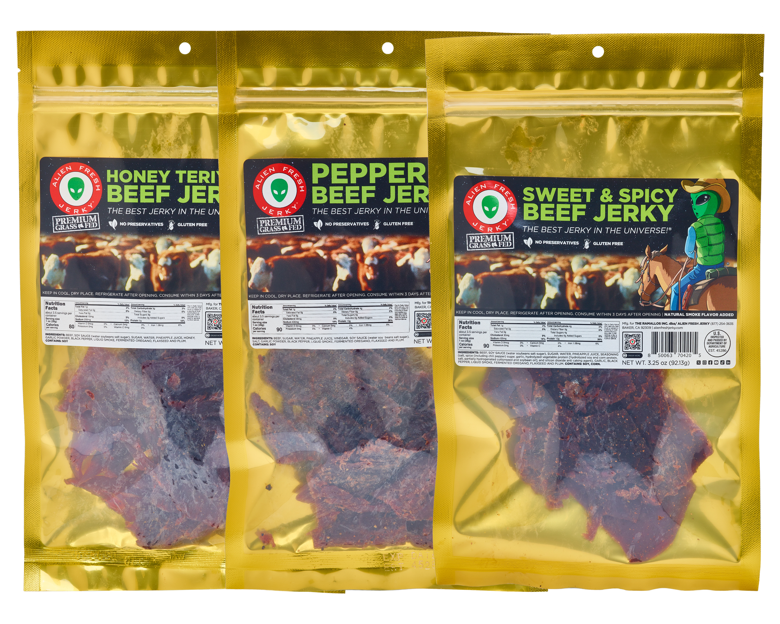 Alien Fresh Jerky 3-Pack Grass-Fed Trio