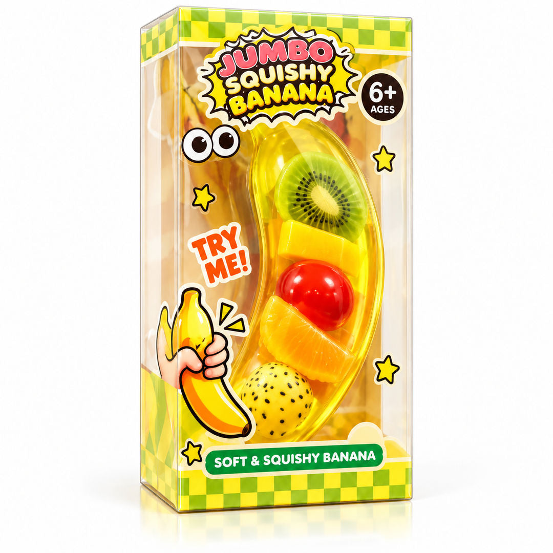 Kawaii Jumbo Banana Squishy - Super Soft Slow Rebound Stress Relief & Sensory Fidget Toy