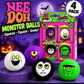 Nee Doh Spooky Squishkins Monster Balls 4 Pack Stress Squeeze Toys Multicolor