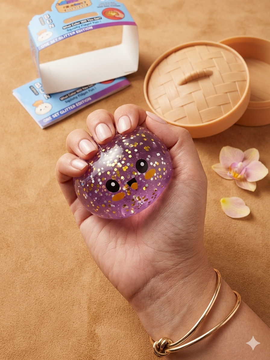 Mystery Dumpling Squishy Glitter NEW HOT🔥VIRAL MYSTERY Holographic Ribbon Dumpling  - Surprise Dumpling Glitter Squishy, Rare Dumplings Bun Stress Relief Fidget Set, Random Colors (Pack of 12)