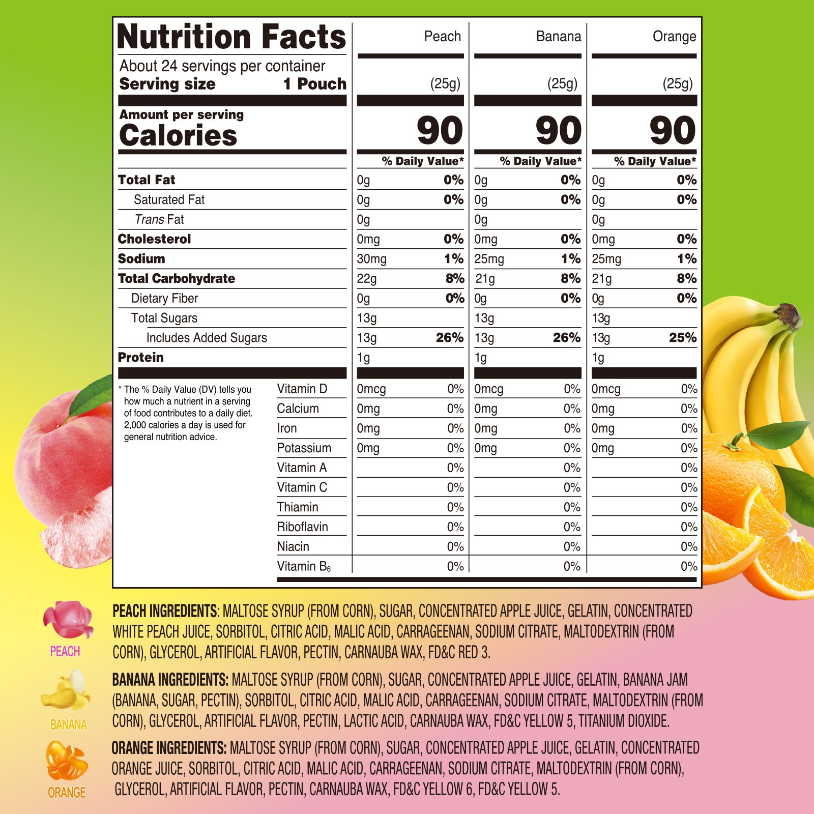 Peelerz - Peelable Gummy(New Mix Flavor - Peach+Orange+Banana)- 608g