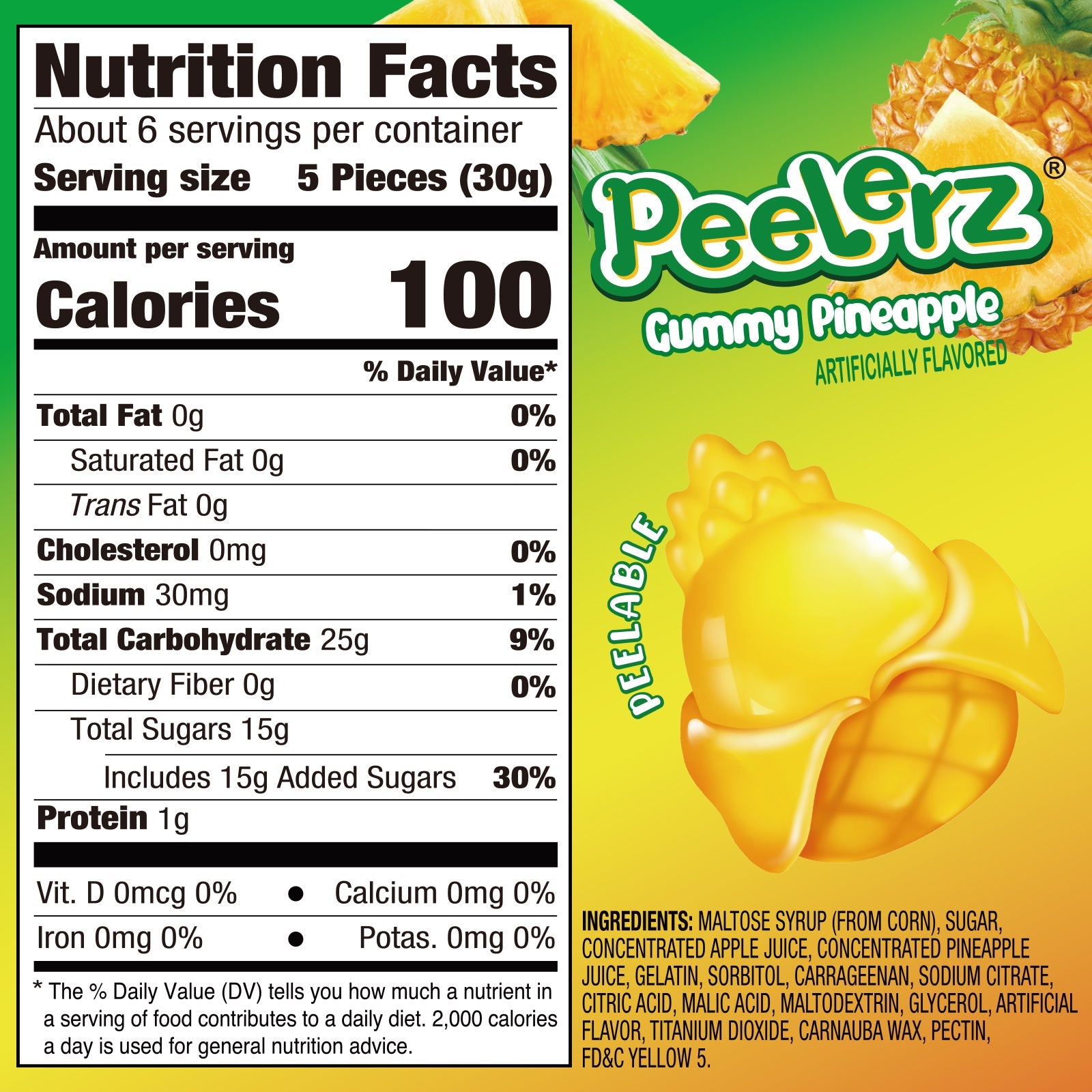 Peelerz - Peelable Gummy Pineapple Flavor - 6oz