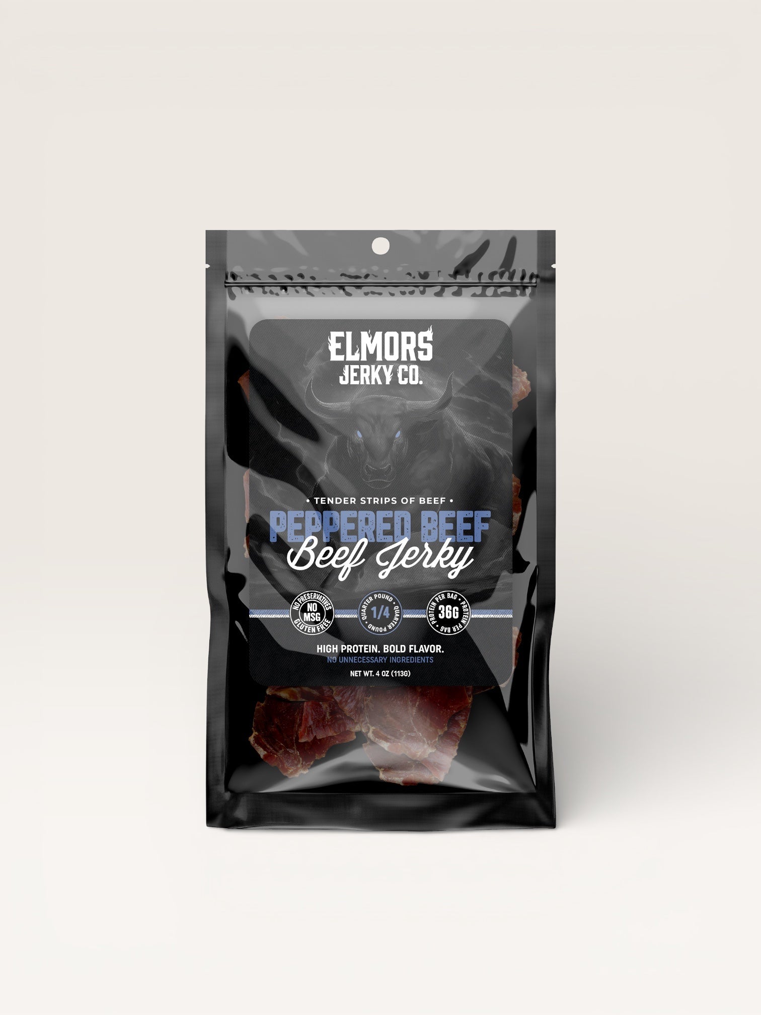 Elmors Jerky Co 8oz Peppered Beef