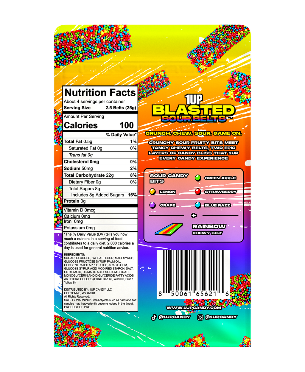 1UP Rainbow Sour Belts